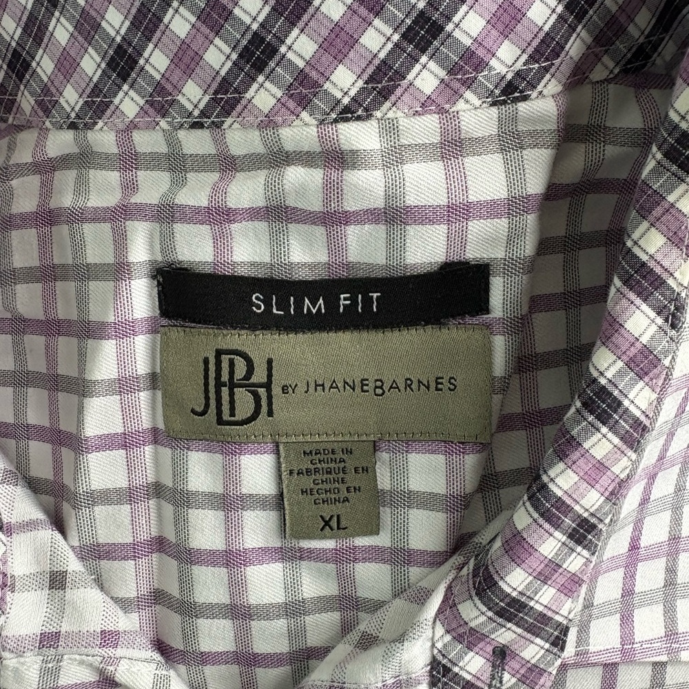 Jhane Barnes Men's White and Purple Checkered Shirt